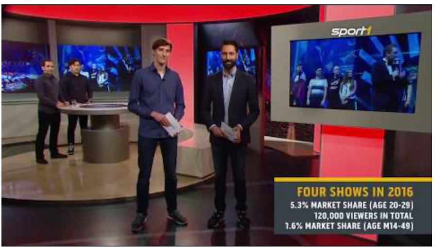 SPORT1 Broadcast-Studio während einer eSports-Sendung