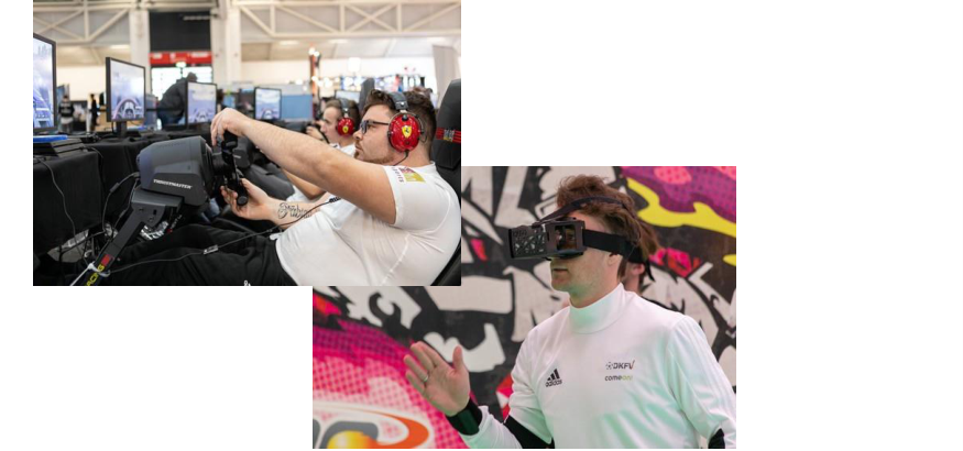 eSports-Racing-Simulator und VR-Spieler auf der ISPO Munich