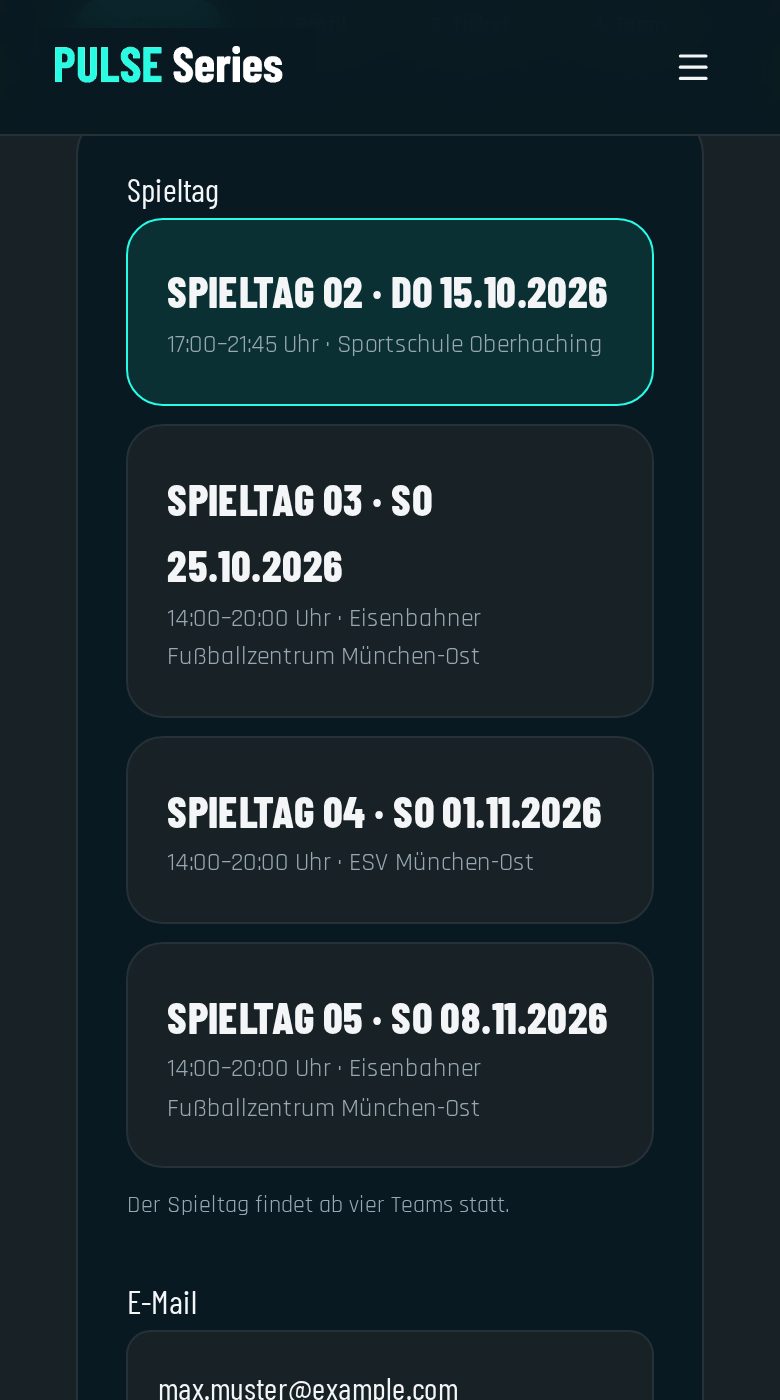Auswahl der Spieltage
