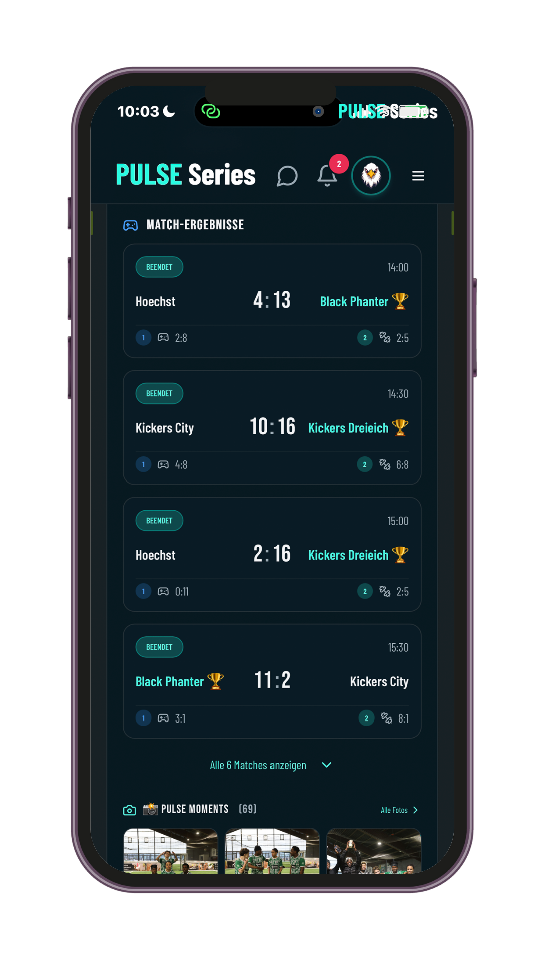 Live Match-Ergebnisse mit Hybrid-Score